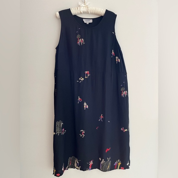 CAREER ELEMENTS Sleeveless Rayon Dress A-Line Whimsical Shopping Fashion Theme - Picture 3 of 17